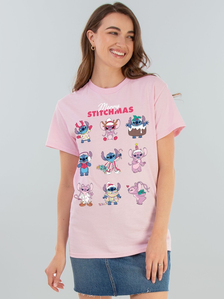 Brands In Pink Disney Lilo and Stitch Merry Stitchmas Christmas T-Shirt - Image 1 of 5 Brands In Pink Disney Lilo and Stitch Merry Stitchmas Christmas T-Shirt - Image 1 of 5