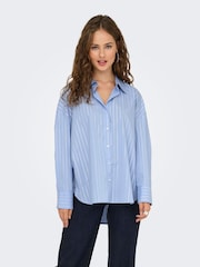 JDY Blue Frill Hem Long Sleeve Shirt - Image 2 of 6