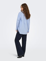 JDY Blue Frill Hem Long Sleeve Shirt - Image 3 of 6