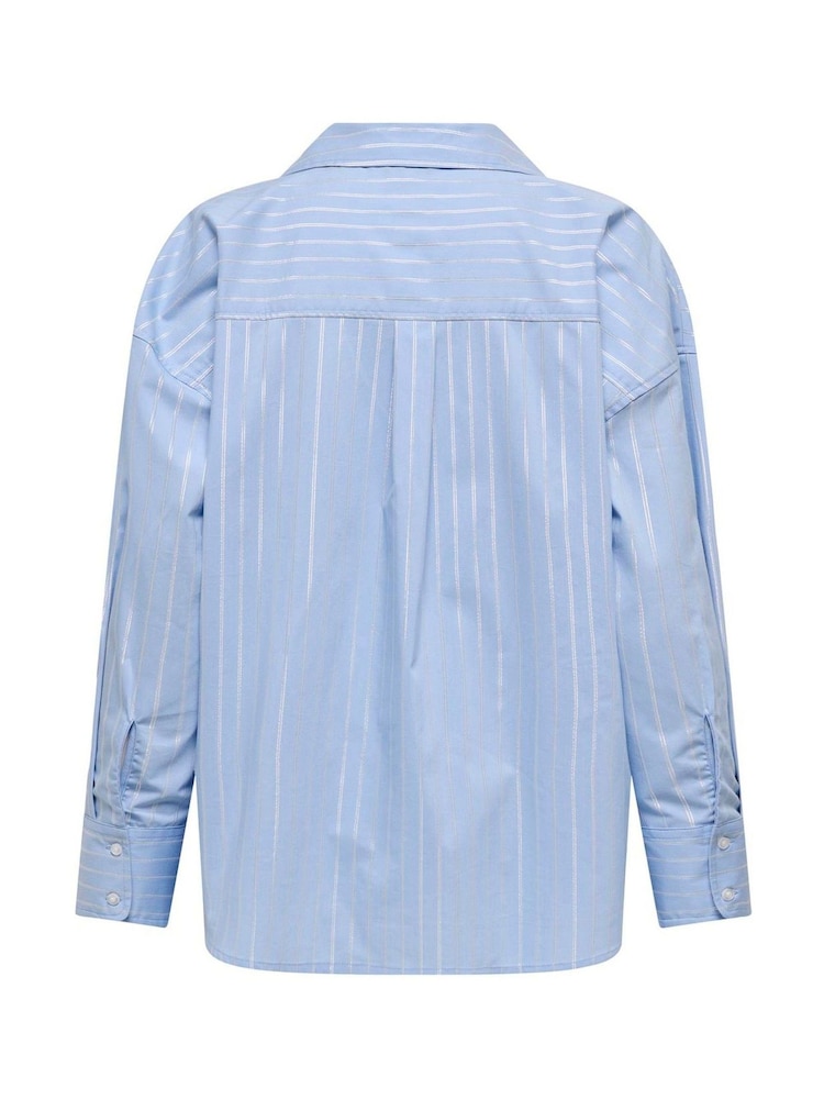 JDY Blue Frill Hem Long Sleeve Shirt - Image 5 of 5 JDY Blue Frill Hem Long Sleeve Shirt - Image 5 of 5