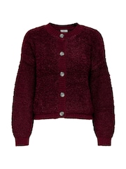 JDY Red Borg Long Sleeve Buttoned Jumper - Image 3 of 4