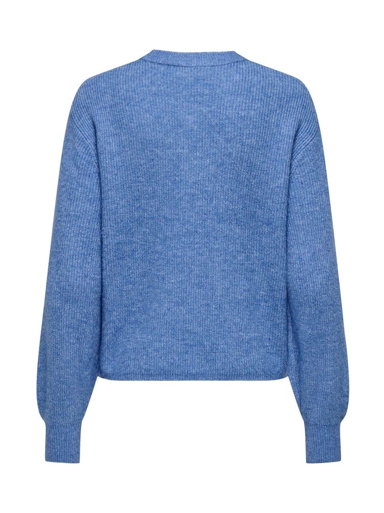 JDY Blue Long Sleeve Ribbed Pearl Button Cardigan - Image 7 of 7