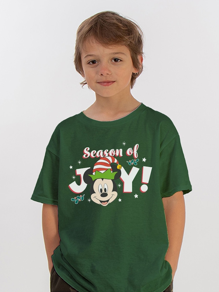 Brands In Green Disney Mickey Mouse Holly Jolly Christmas T-Shirt - Image 1 of 5