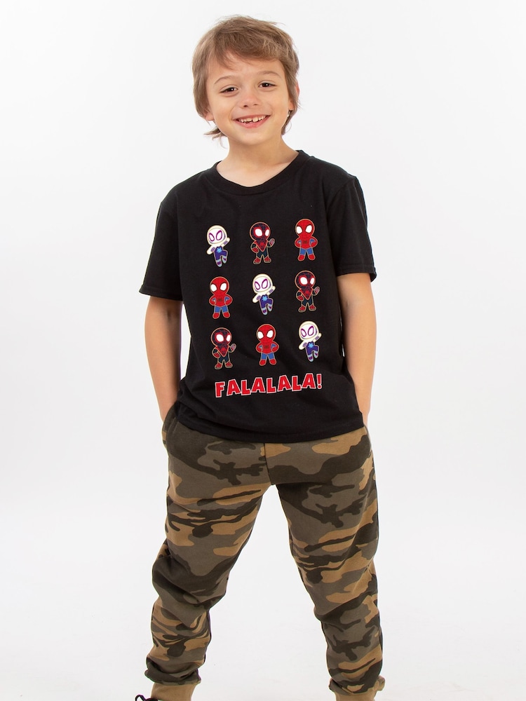 Brands In Black Marvel Spider-Man Fa La La Christmas T-Shirt - Image 2 of 5