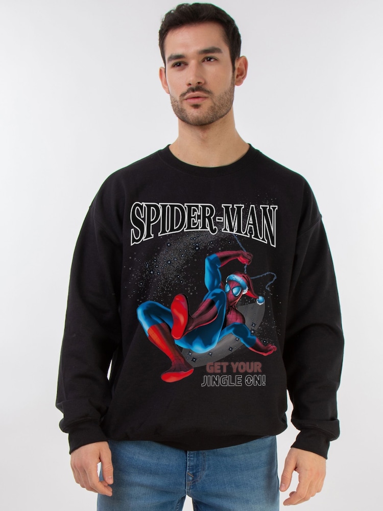 Brands In Black Marvel Spider-Man Jingle Christmas Sweatshirt - Image 2 of 5