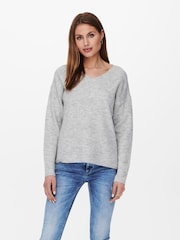 ONLY Grey V-Neck Long Sleeve Jumper - Image 3 of 6