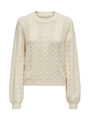 ONLY Cream Long Sleeve Cable Knit Jumper - Image 4 of 5