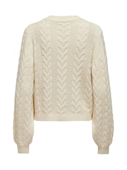 ONLY Cream Long Sleeve Cable Knit Jumper - Image 5 of 5