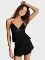 Victoria's Secret Black Lace Trim Modal Cami Set - Image 1 of 2