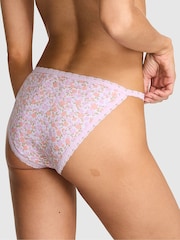 Victoria's Secret PINK Lilac Purple Floral Print Bikini Lace Trim Rib Knickers - Image 1 of 2