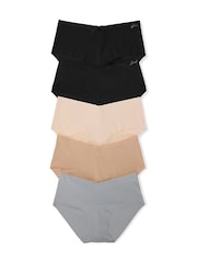 Victoria's Secret PINK Nude/Grey/Black Hipster Knickers 5 Pack - Image 1 of 1