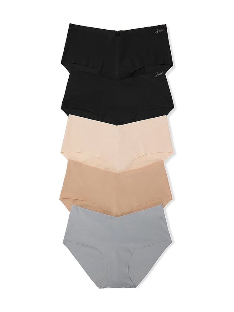 Victoria's Secret PINK Nude/Grey/Black Hipster Knickers 5 Pack - Image 1 of 1 Victoria's Secret PINK Nude/Grey/Black Hipster Knickers 5 Pack - Image 1 of 1