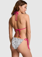 Victoria's Secret Pink White 'Love PINK' Script Print Tie Side Bikini Bottoms - Image 1 of 4