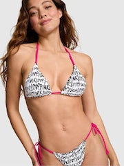 Victoria's Secret Pink White 'Love PINK' Script Print Tie Side Bikini Bottoms - Image 2 of 4