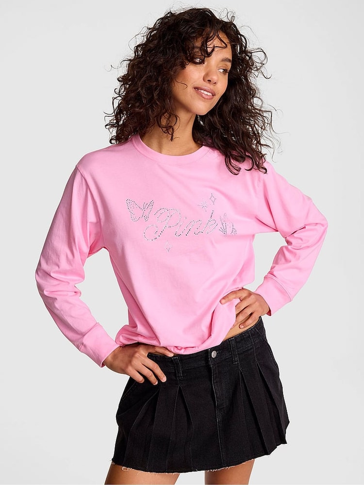 Victoria's Secret Pink Pink Lollipop Cotton Long Sleeve T-Shirt - Image 1 of 2 Victoria's Secret Pink Pink Lollipop Cotton Long Sleeve T-Shirt - Image 1 of 2