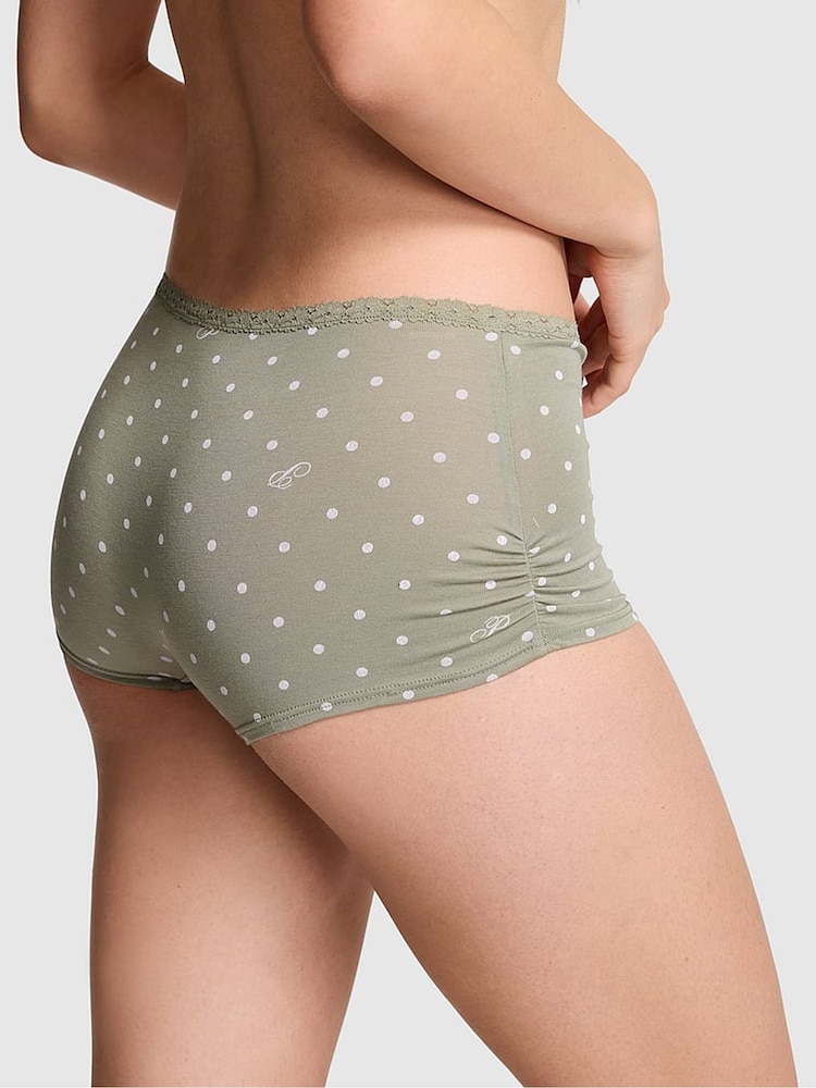 Victoria's Secret Pink Slate Green Dot Print Boyshort Cotton Knickers - Image 2 of 2