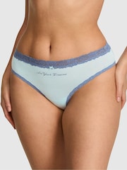 Victoria's Secret PINK Spray Blue Cheeky Cotton Lace Trim Knickers - Image 1 of 2
