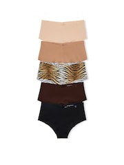 Victoria's Secret Nude/Tiger/Brown/Black Cheeky Knickers 5 Pack Knickers - Image 1 of 1