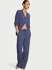 Victoria's Secret Ink Blue Dot Modal Long Pyjama Set - Image 1 of 2