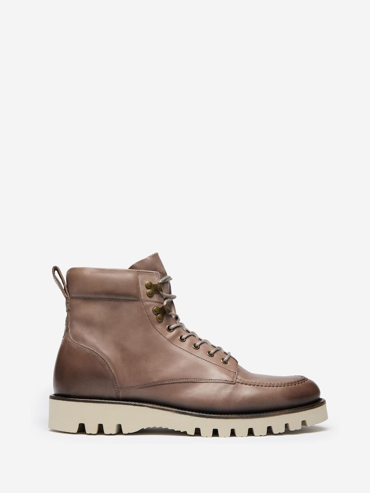 Oliver Sweeney Waxed Calf Leather Moc Toe Brown Boots - Image 1 of 5 Oliver Sweeney Waxed Calf Leather Moc Toe Brown Boots - Image 1 of 5