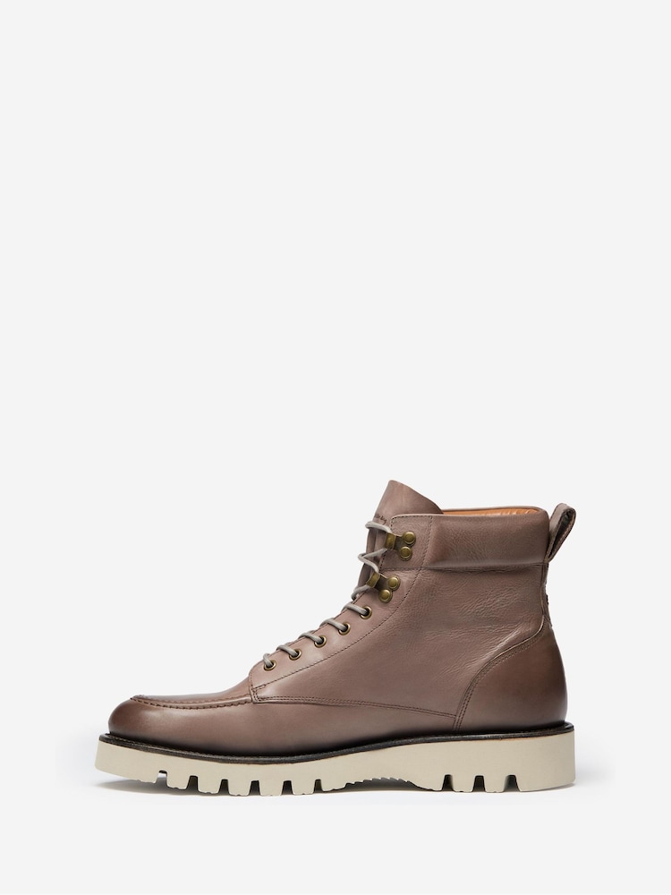 Oliver Sweeney Waxed Calf Leather Moc Toe Brown Boots - Image 2 of 5 Oliver Sweeney Waxed Calf Leather Moc Toe Brown Boots - Image 2 of 5