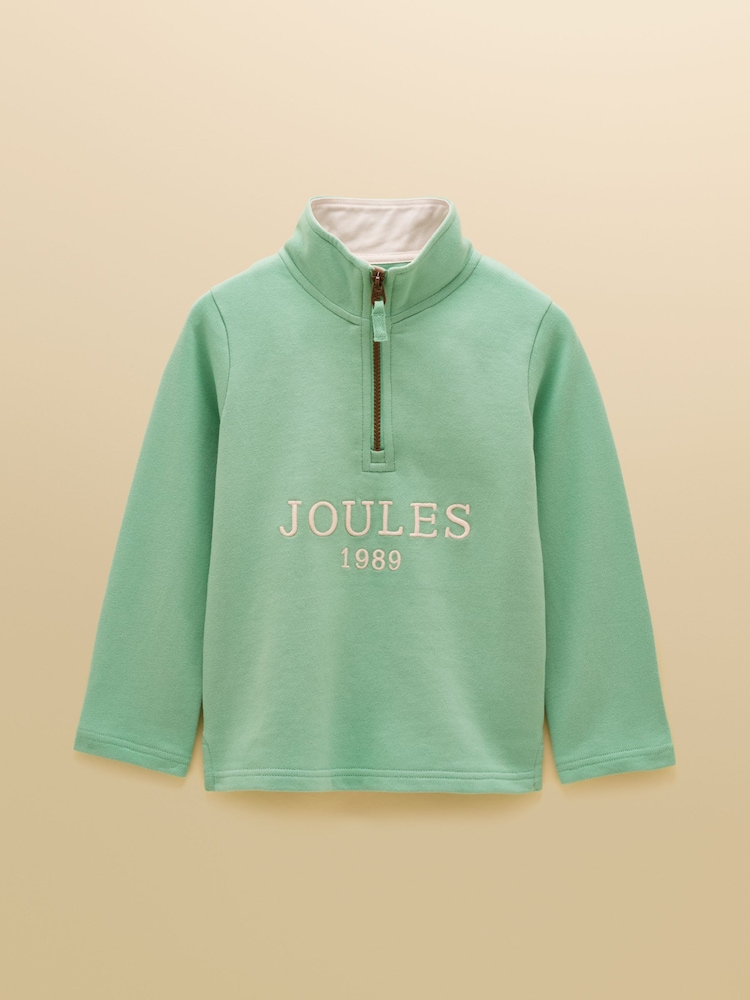 Joules Kids' Green Quater Zip Sweatshirt and Shorts Set - Image 2 of 9