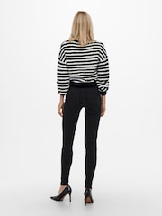 ONLY Black Stripe Fluffy Round Neck Jumper - Image 3 of 7
