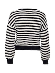 ONLY Black Stripe Fluffy Round Neck Jumper - Image 7 of 7