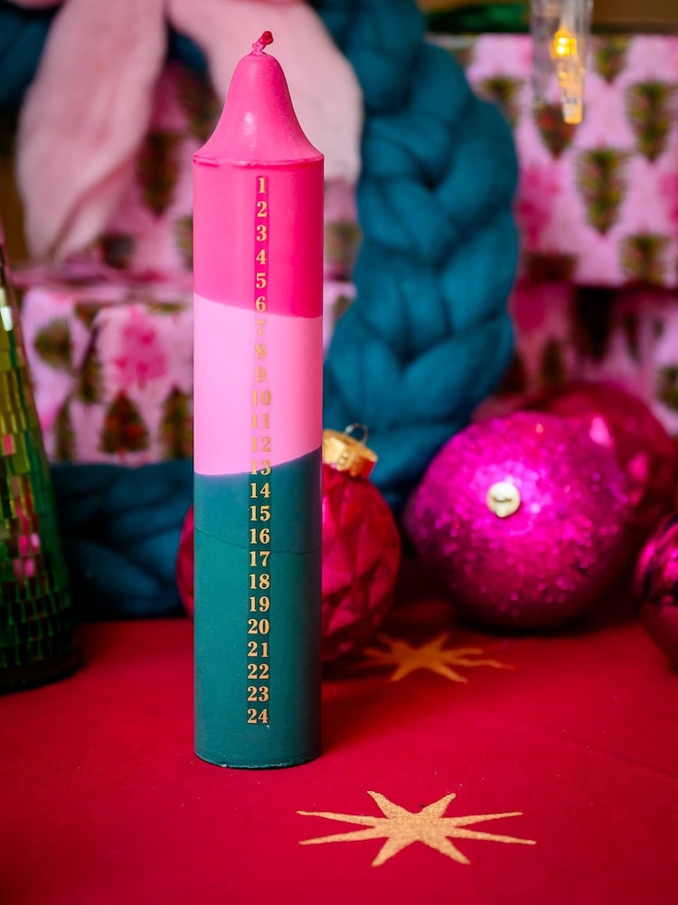 Lords Fragrance House Pink Stripe Scented Advent Candle - Image 2 of 5