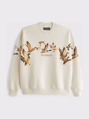 Abercrombie & Fitch Cream Animal Graphic Crew Neck Sweatshirt - Image 1 of 2