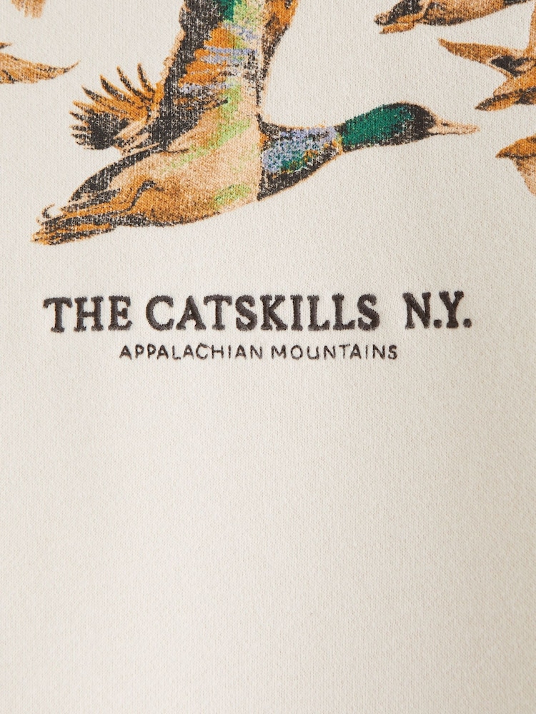 Abercrombie & Fitch Cream Animal Graphic Crew Neck Sweatshirt - Image 2 of 2