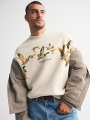 Abercrombie & Fitch Cream Animal Graphic Crew Neck Sweatshirt - Image 5 of 8
