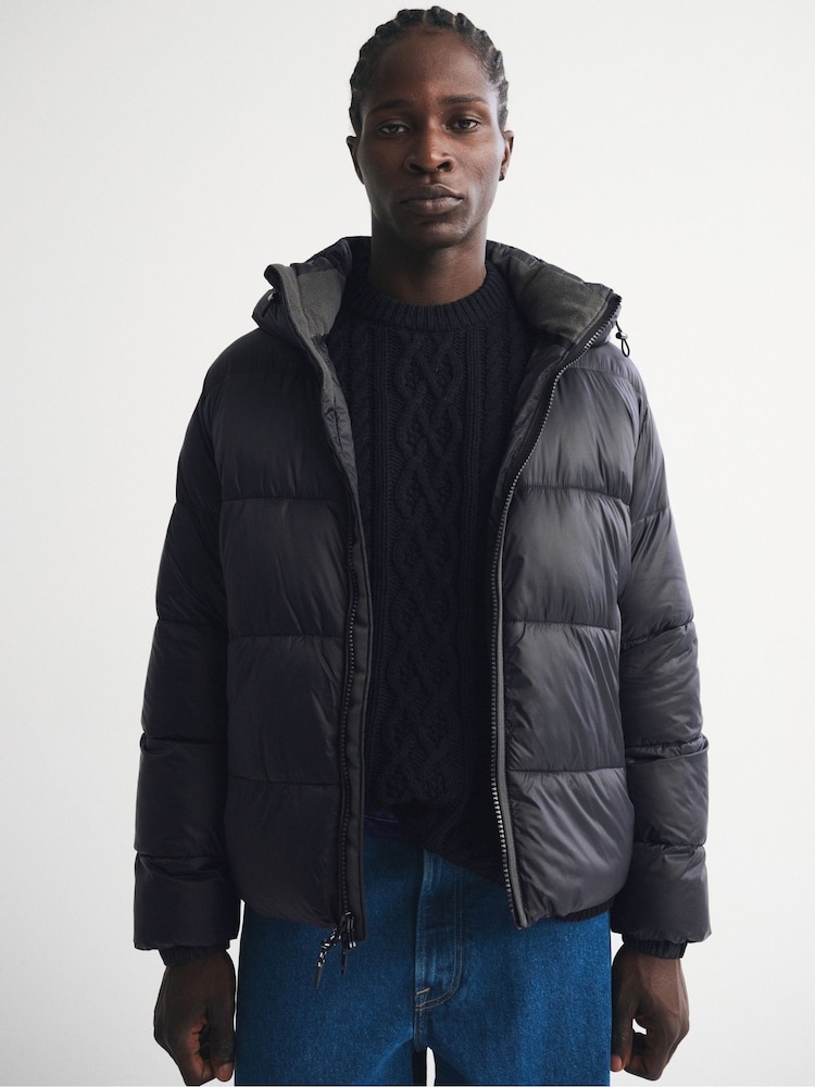 Abercrombie & Fitch Black Hooded Puffer Coat - Image 2 of 7 Abercrombie & Fitch Black Hooded Puffer Coat - Image 2 of 7