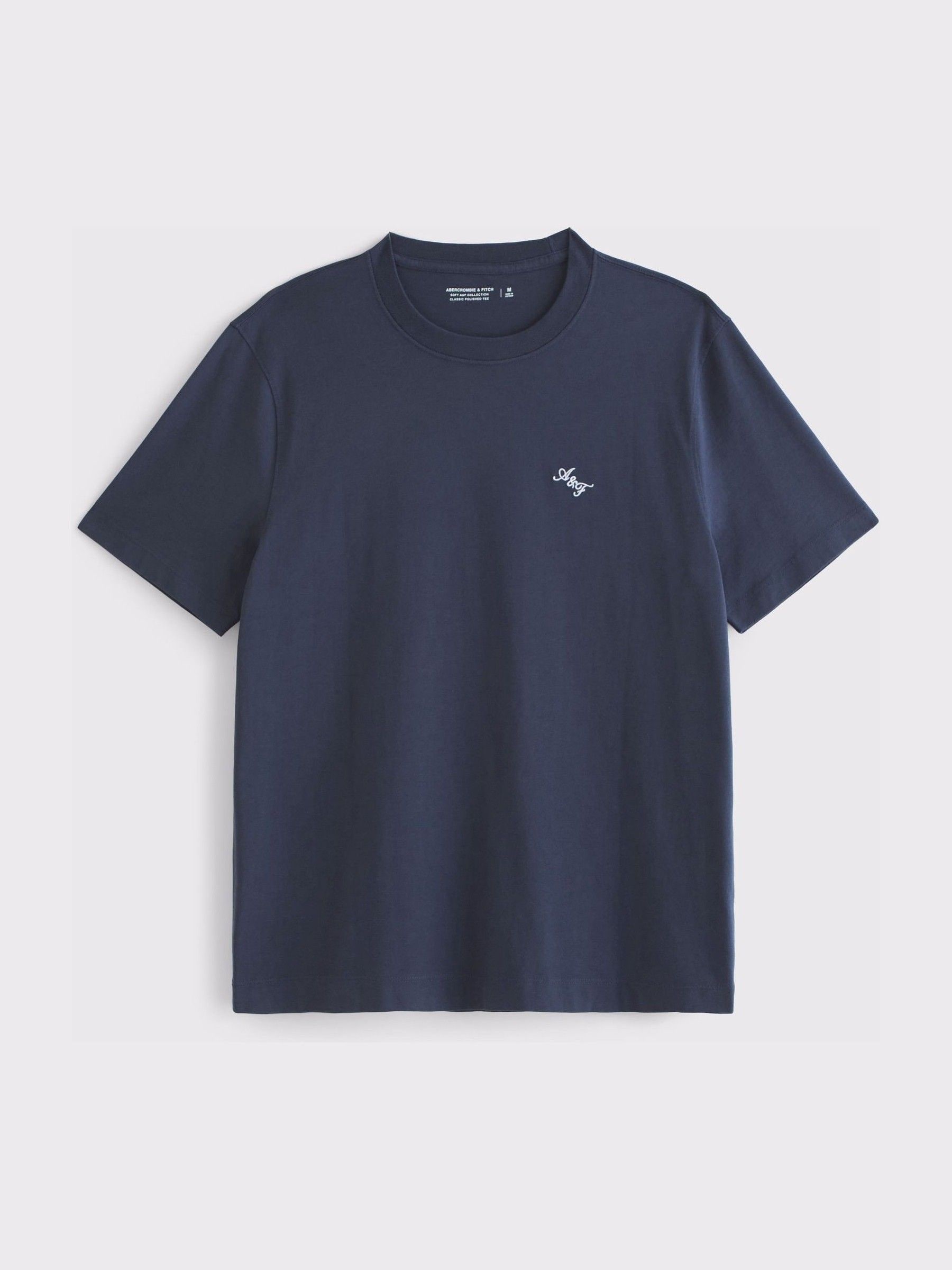 Satın al Mavi - Abercrombie & Fitch Sırt Baskı Logo Sıfır Yaka