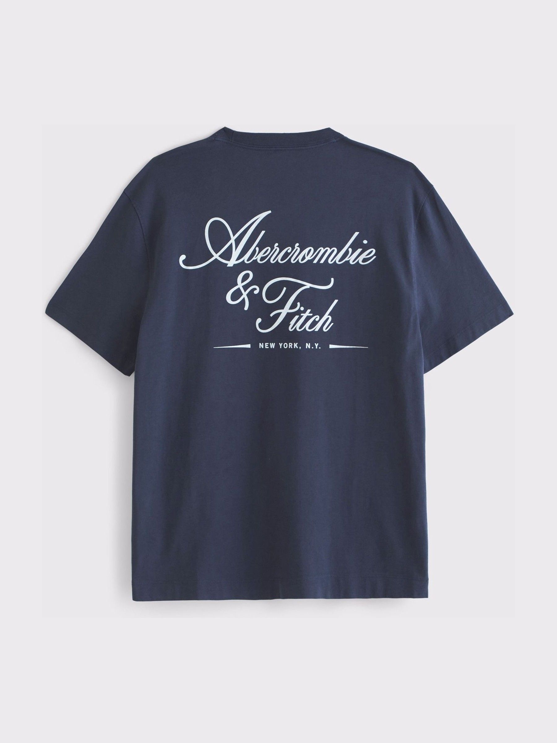 Satın al Mavi - Abercrombie & Fitch Sırt Baskı Logo Sıfır Yaka