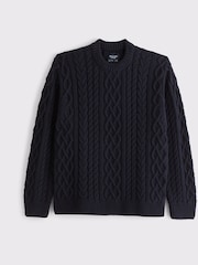 Abercrombie & Fitch Blue Cable Knit Crew Neck Jumper - Image 1 of 2