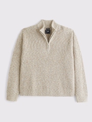 Abercrombie & Fitch Grey Long Sleeve Logo Quater Zip High Neck Jumper - Image 1 of 2