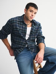 Abercrombie & Fitch Blue Plaid Flannel Shirt - Image 4 of 8