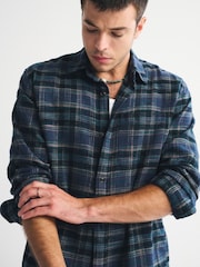 Abercrombie & Fitch Blue Plaid Flannel Shirt - Image 6 of 8