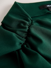 Dark Green Draped Off The Shoulder Ruched Midi Occasion Dress - Image 6 of 7