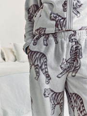 Chelsea Peers Purple Fleece Burnout Tiger Jacket & Jogger Co-Ord - Image 6 of 6