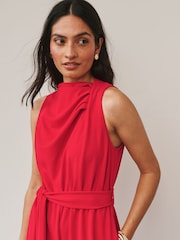 Rojo - Occasion Cowl Neck Sleeveless Jersey Jumpsuit - Imagen 4 de 7