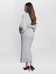 Gina Bacconi Grey Arlette Button Front Knitted Skirt - Image 2 of 5