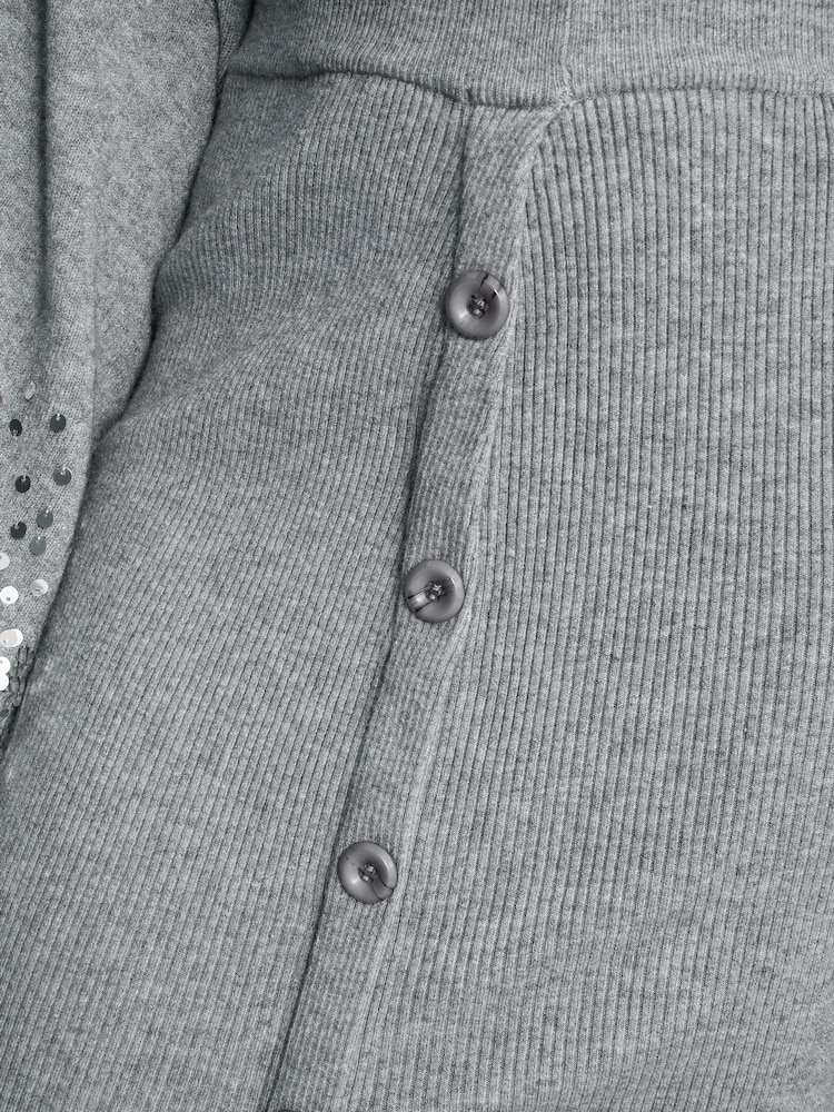 Gina Bacconi Grey Arlette Button Front Knitted Skirt - Image 5 of 5