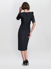Gina Bacconi Louisa Black Dress With Beaded Sleeve - Image 2 of 6