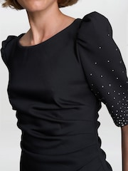 Gina Bacconi Louisa Black Dress With Beaded Sleeve - Image 4 of 6