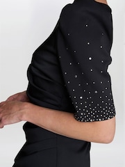 Gina Bacconi Louisa Black Dress With Beaded Sleeve - Image 5 of 6