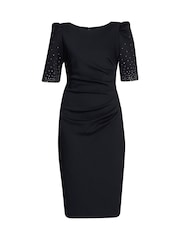 Gina Bacconi Louisa Black Dress With Beaded Sleeve - Image 6 of 6