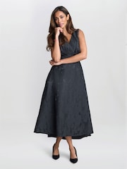 Gina Bacconi Sandie Jacquard Black Dress - Image 4 of 6