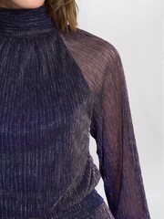 Gina Bacconi Purple Kylie Metallic Knit Jumpsuit - Image 5 of 6